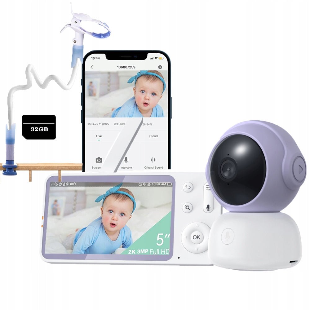 2K WiFi Baby Monitor with Camera and Motion and Cry Detection App