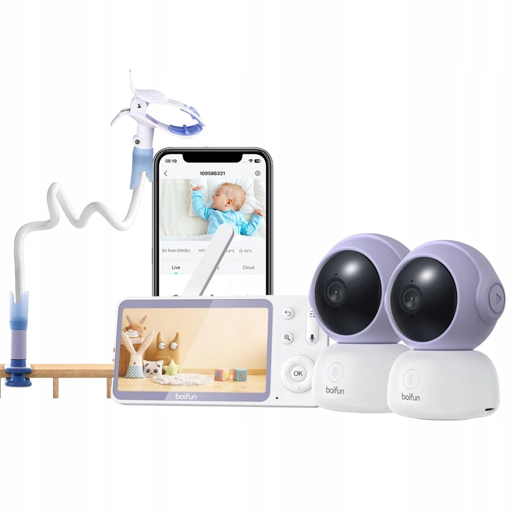 2K WiFi baby monitor with 2 cameras tilt and zoom rotation function