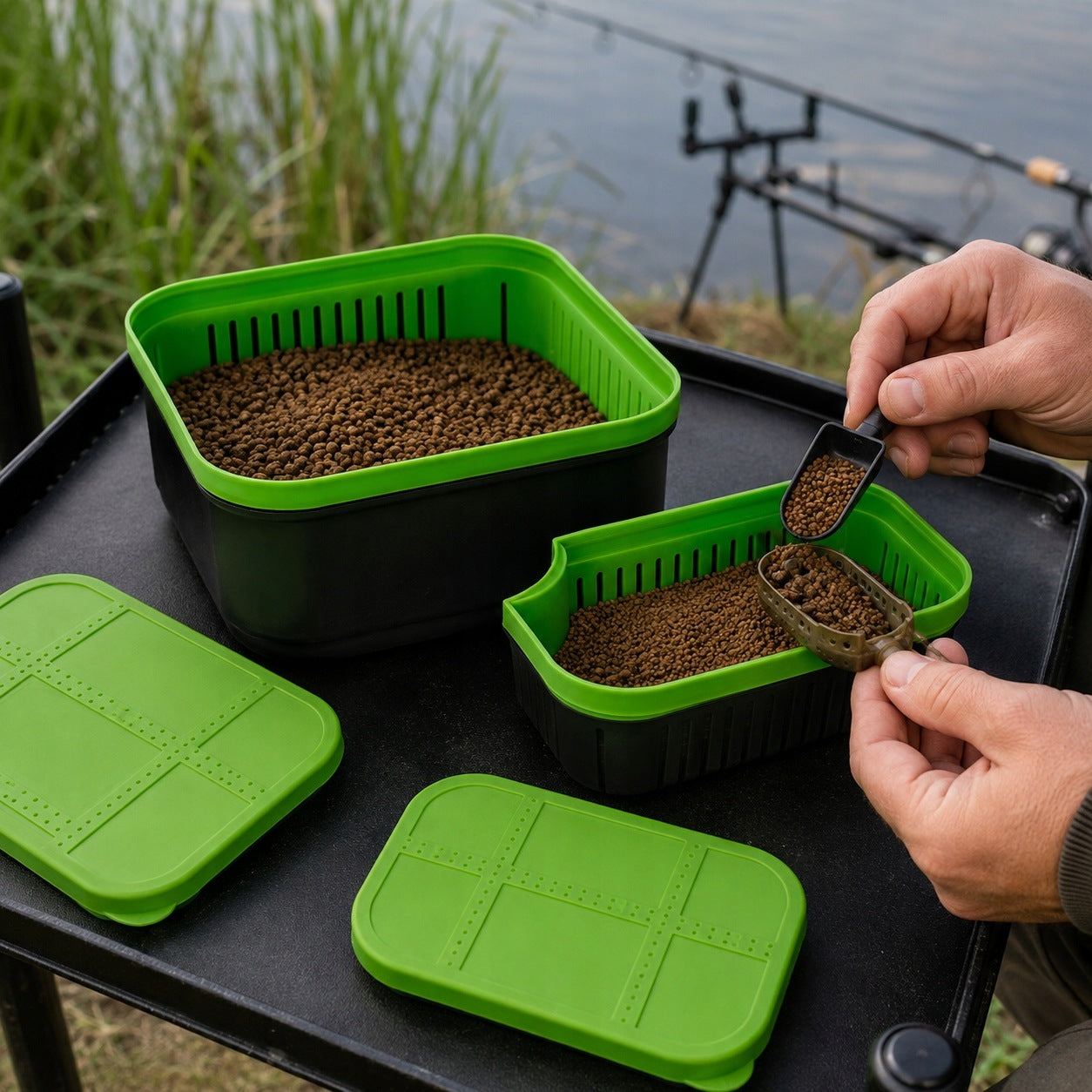 2L+1L Pellet Soaking Container with Pellet Box Feeder Strainer Packaging status original