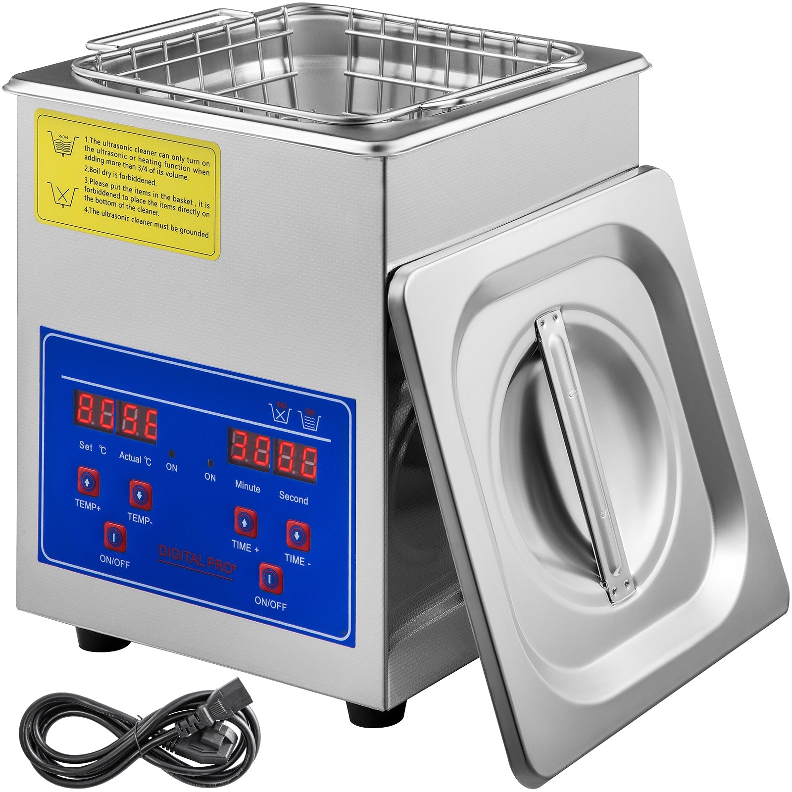2L 60W Ultrasonic Washer With Adjustable Stainless Steel Timer