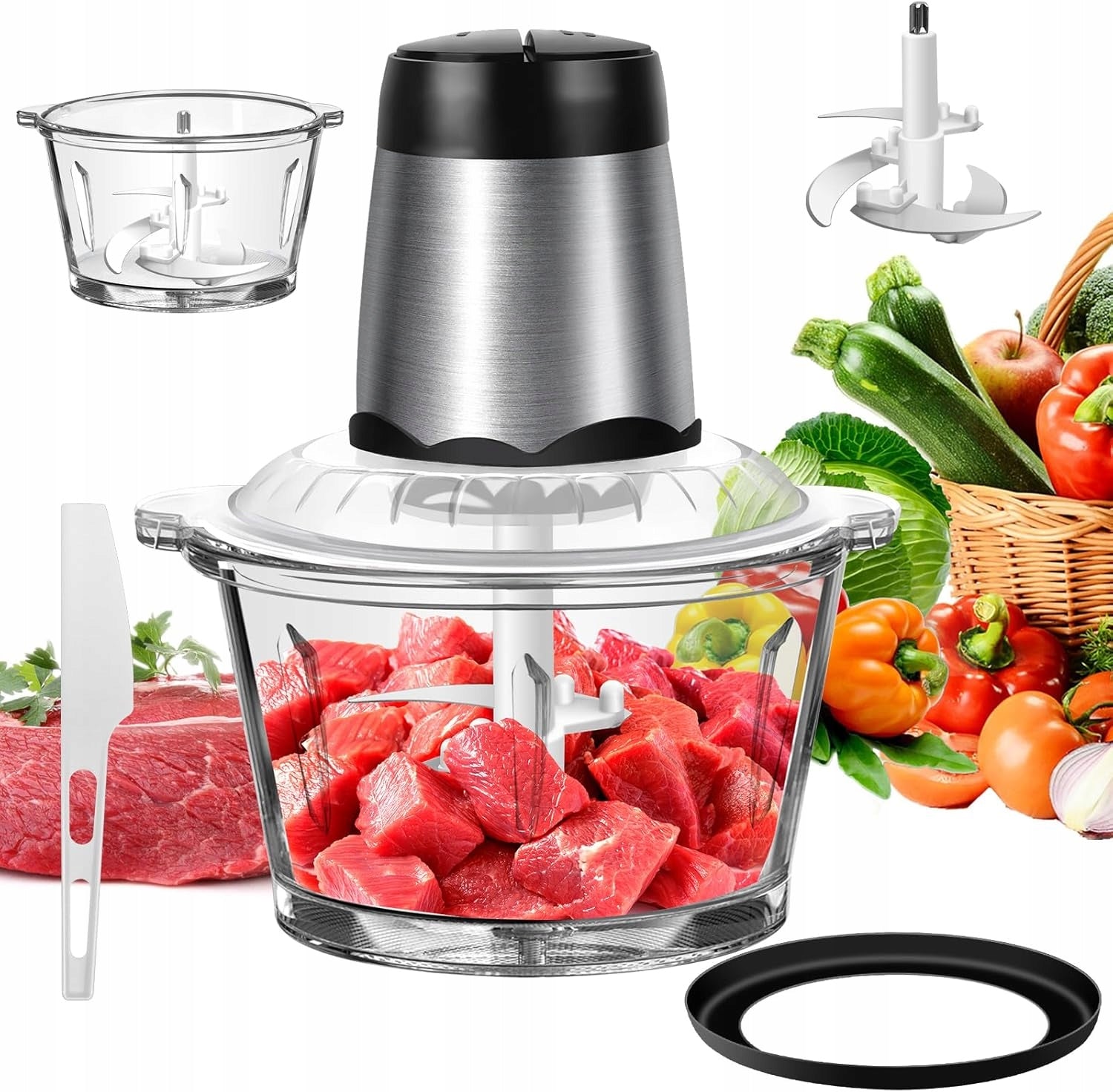 2L Food Processors Electric Vegetable Chopper for Meat Smoothie Vegetables