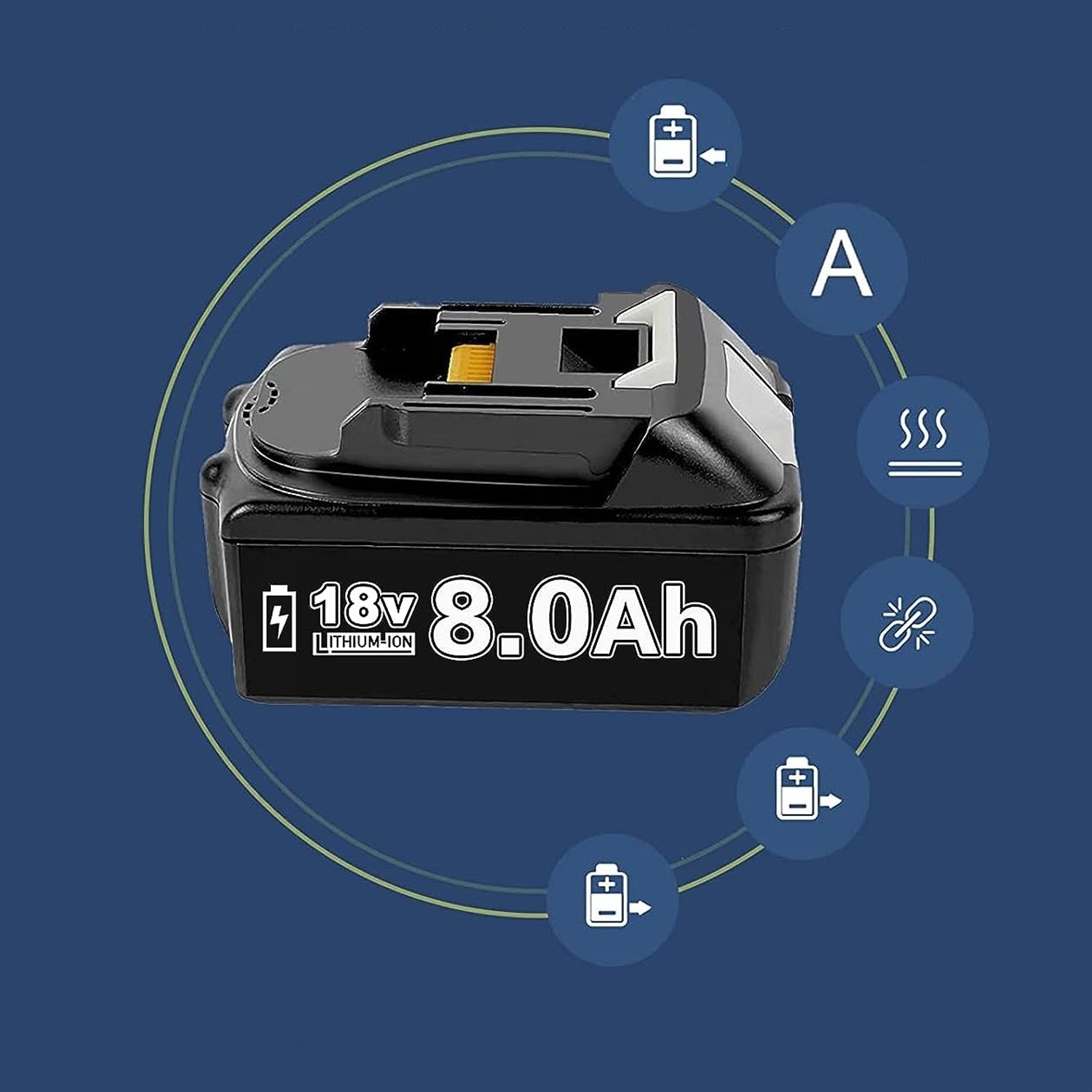 2PCS BATTERY FOR MAKITA TOOL 8.0AH 18V BL1860B BL1855 WITH LED INDICATORS Brand Makita