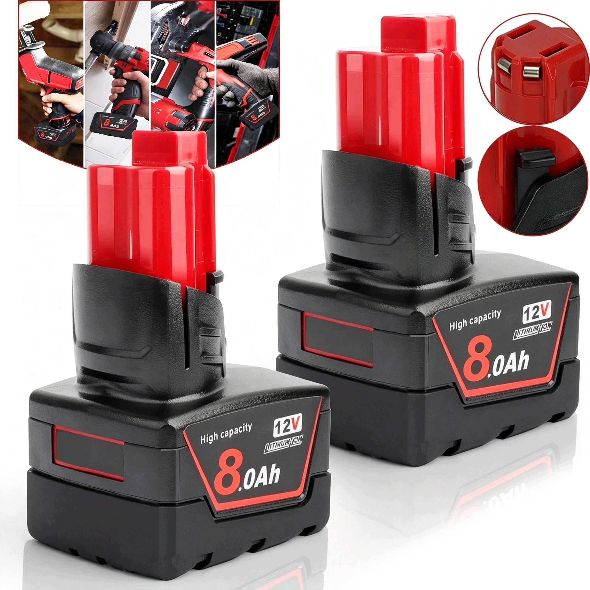2PCS BATTERY FOR MILWAUKEE M12 12V 8000MAH TO 2420-22 LI-ION