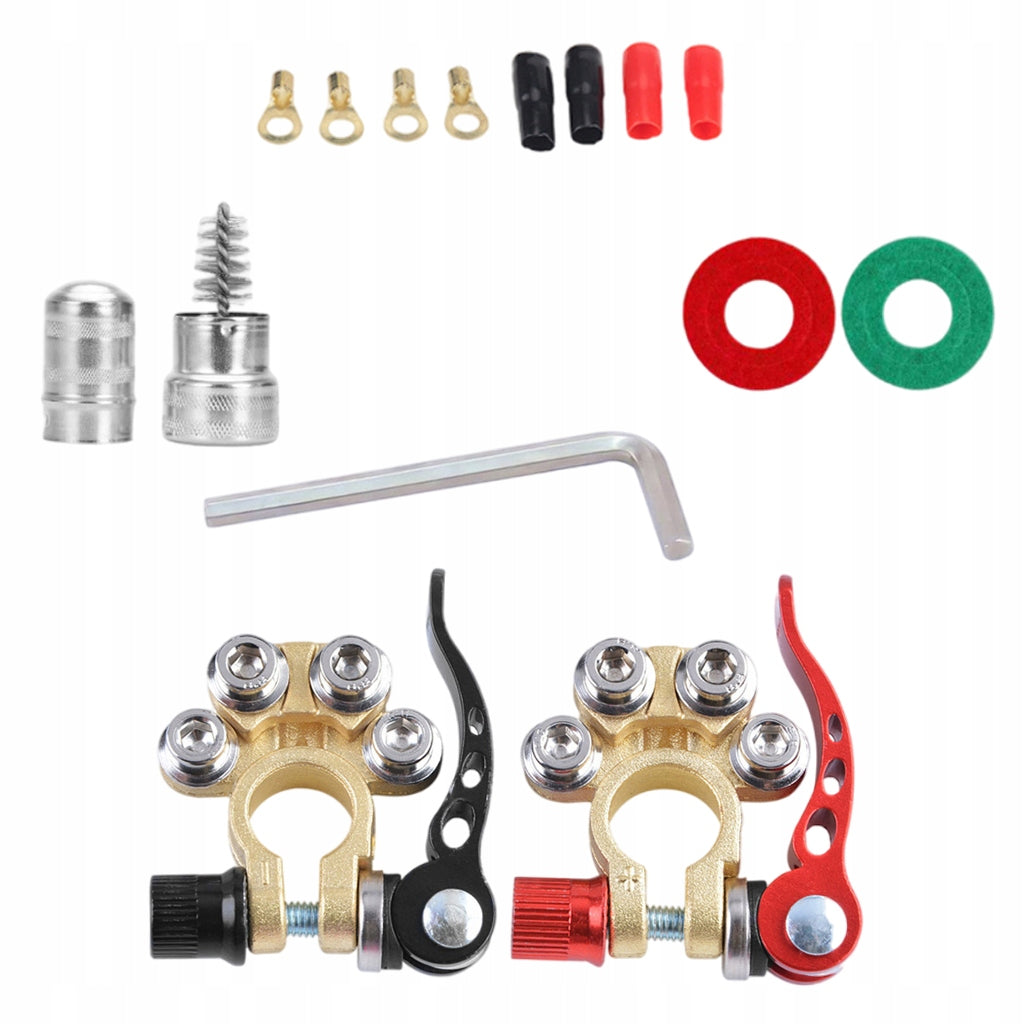 2PCS Battery Terminal Connectors Kits with Washers Brushes for SAE Set B