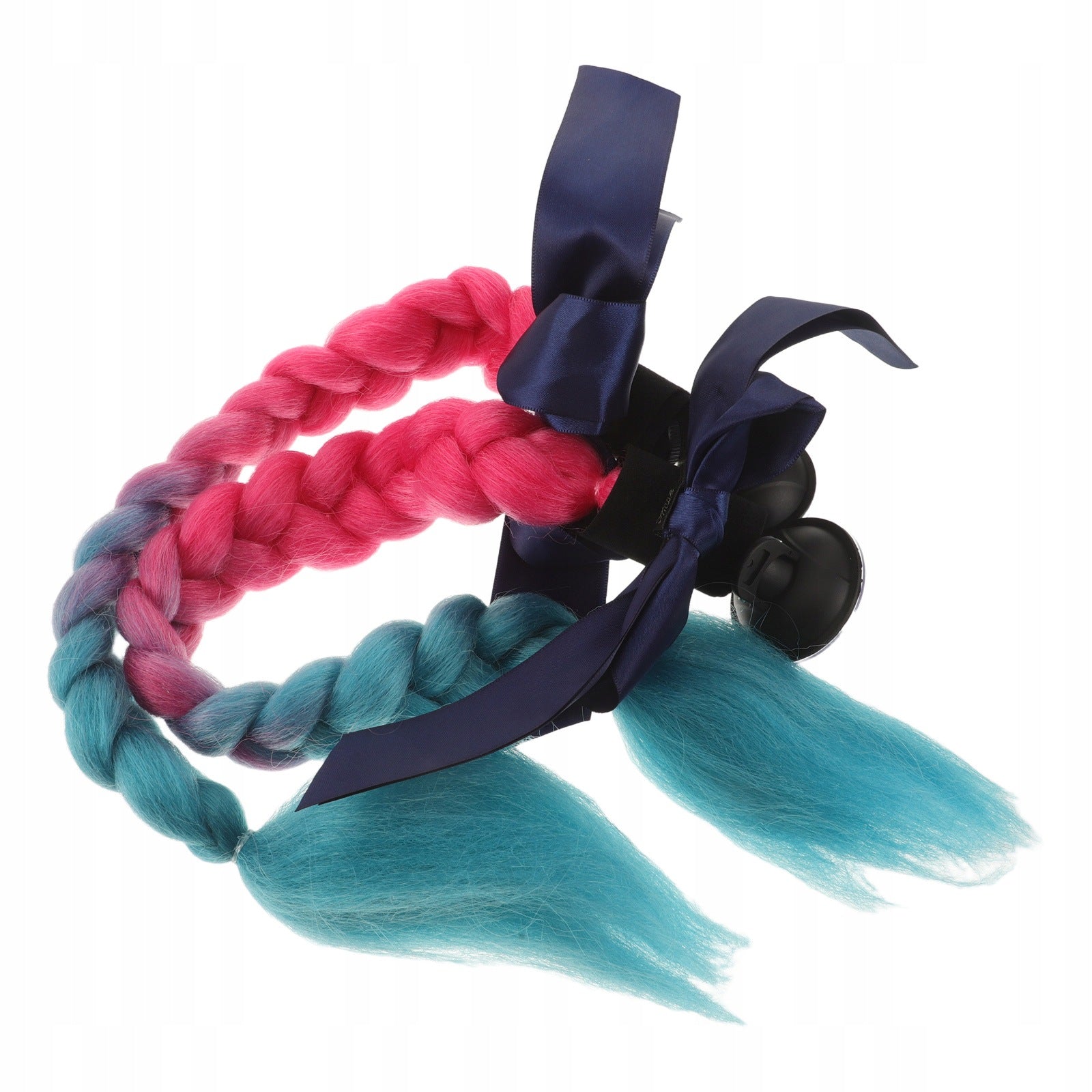 2PCS COLORFUL TRIPLE BRAID HELMET ACCESSORY DETACHABLE PONYTAIL FOR RIDERS