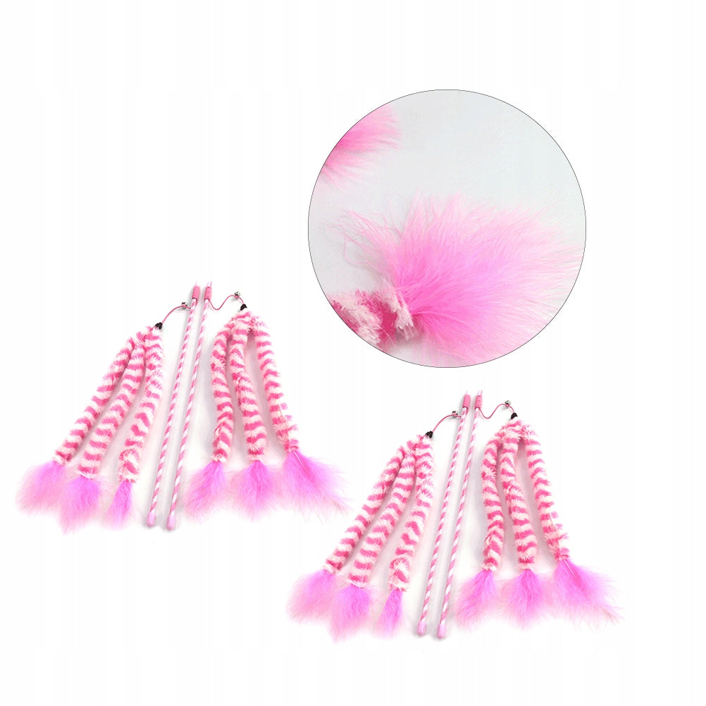 2PCS INTERACTIVE PINK CAT PLUSH WAND TOY FOR ACTIVE CATS Brand no brand