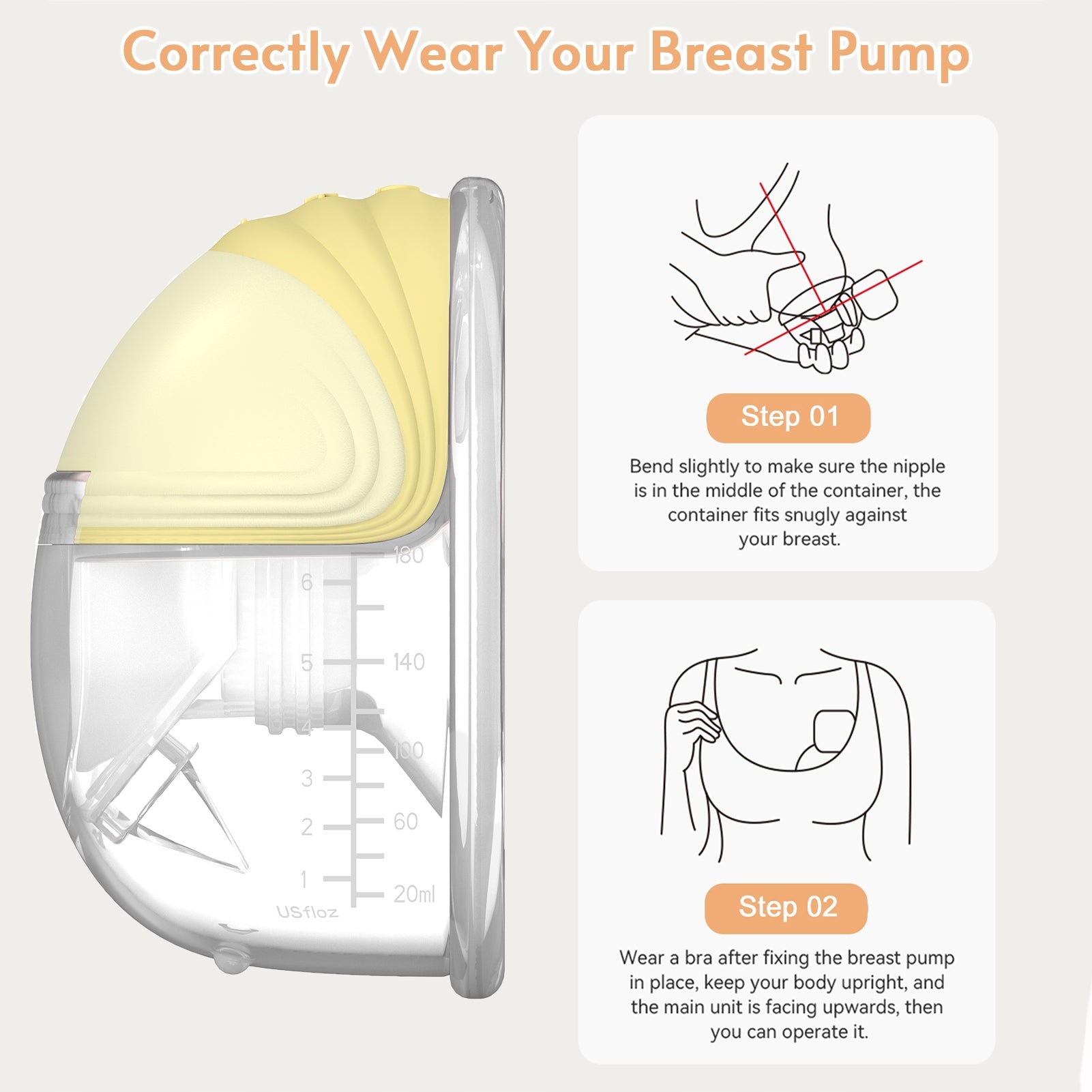 2PCS Invisible Wearable Pump Pumps -Hands Free Electric Pump for