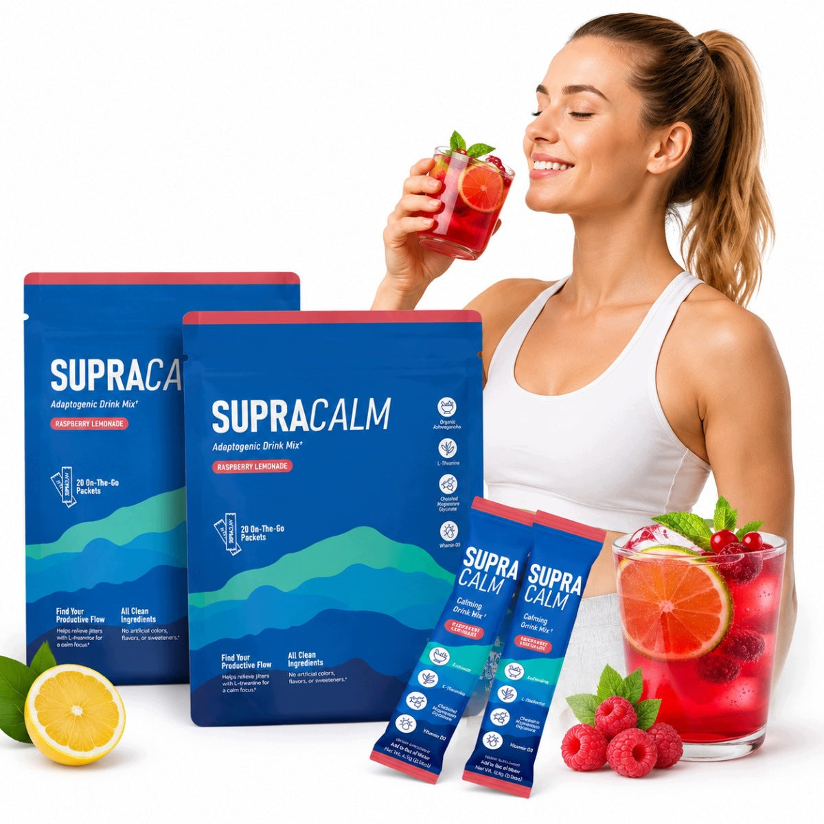 2PCS RASPBERRY POWDER ELECTROLYTE DRINK INCREASES MENTAL CLARITY