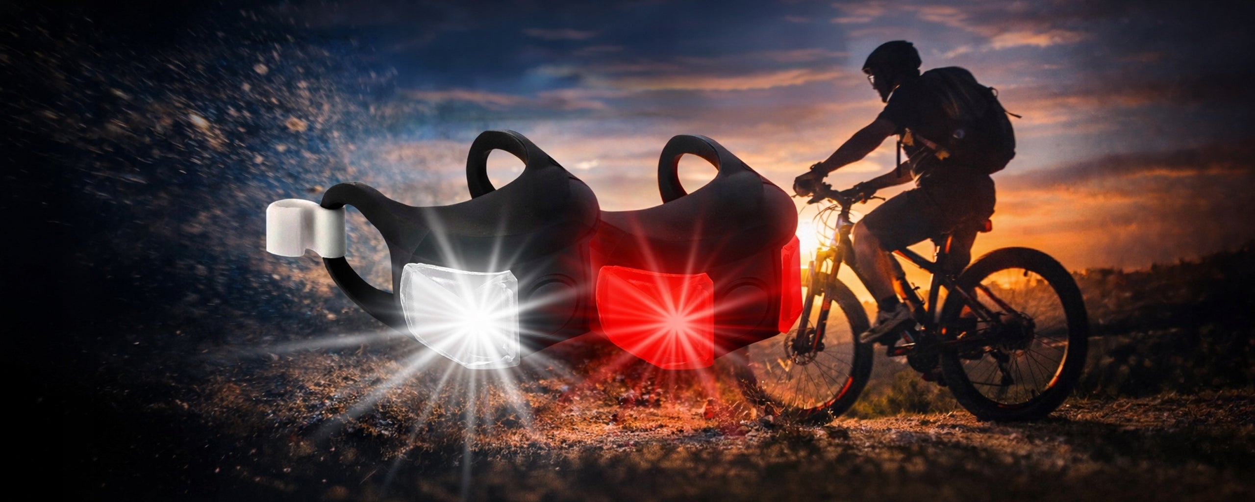 2PCS SILICONE BIKE LIGHTS LED SET FRONT BACK FOR BIKE BACKPACK Manufacturer code 71-169#