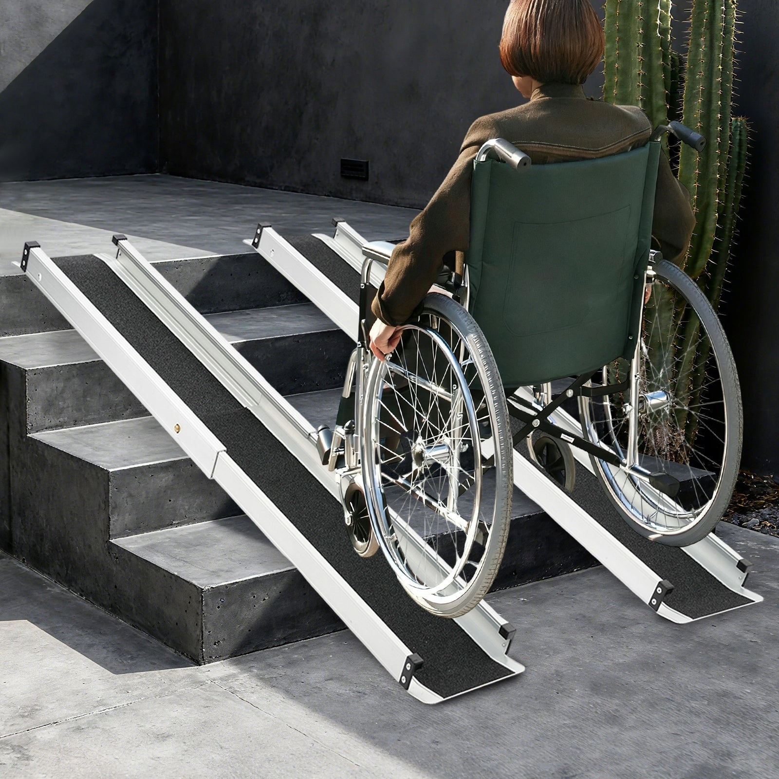 2PCS Telescopic Ramps + Storage Bag Aluminum Alloy for Wheelchair 300kg 4FT Brand no brand