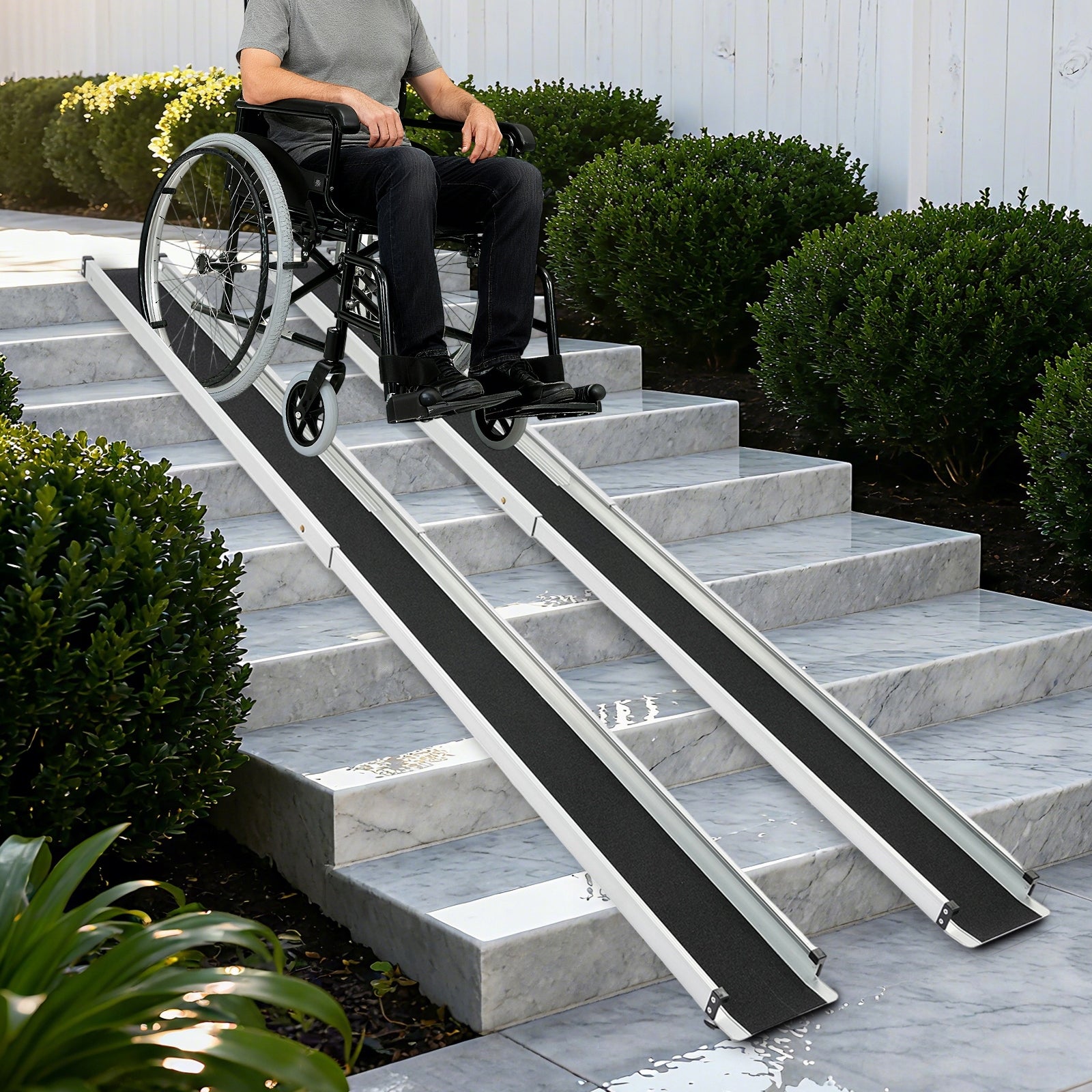 2PCS Telescopic Ramps + Storage Bag Aluminum Alloy for Wheelchair 300kg 8FT Brand no brand