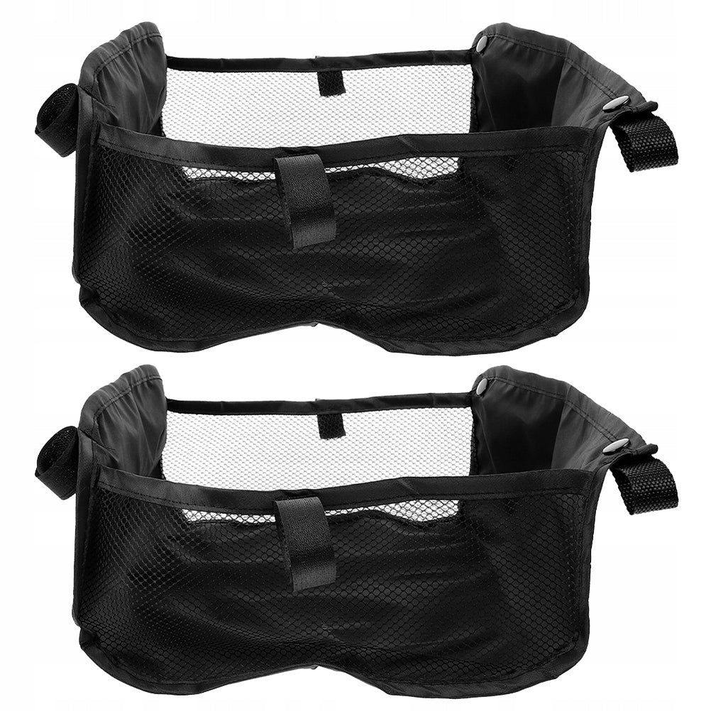 2Pcs Black Oxford Stroller Organizer Bag Large Capacity Storage Brand no brand