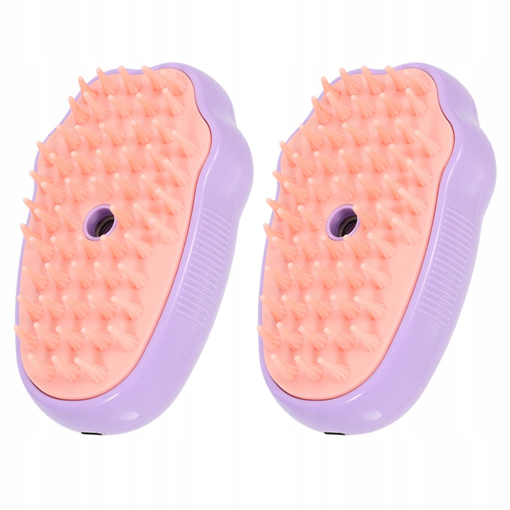 2Pcs Compact Violet Pet Steam Brush for Easy Bath and Hair Care