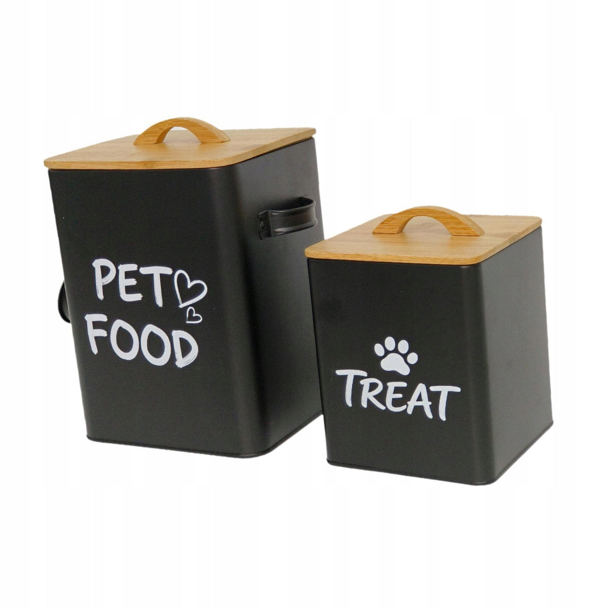 2Pcs Dog and Cat Food Storage Container Gift Space Saving with Scoop Black