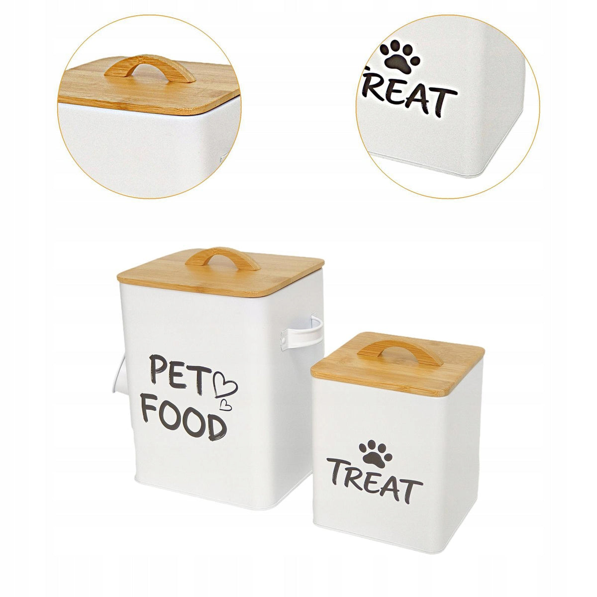 2Pcs Dog and Cat Food Storage Container Gift Space Saving with Scoop White Packaging status original