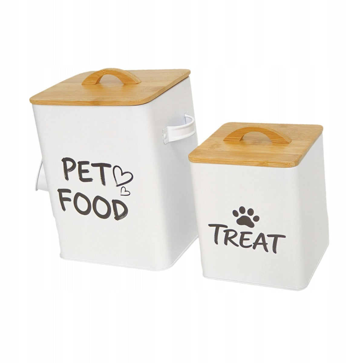 2Pcs Dog and Cat Food Storage Container Gift Space Saving with Scoop White