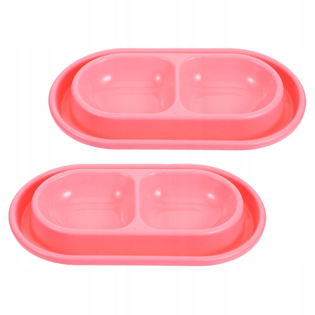 2Pcs Portable Pink Double Pet Feeder Bowl for Dogs with Stable Base Brand no brand
