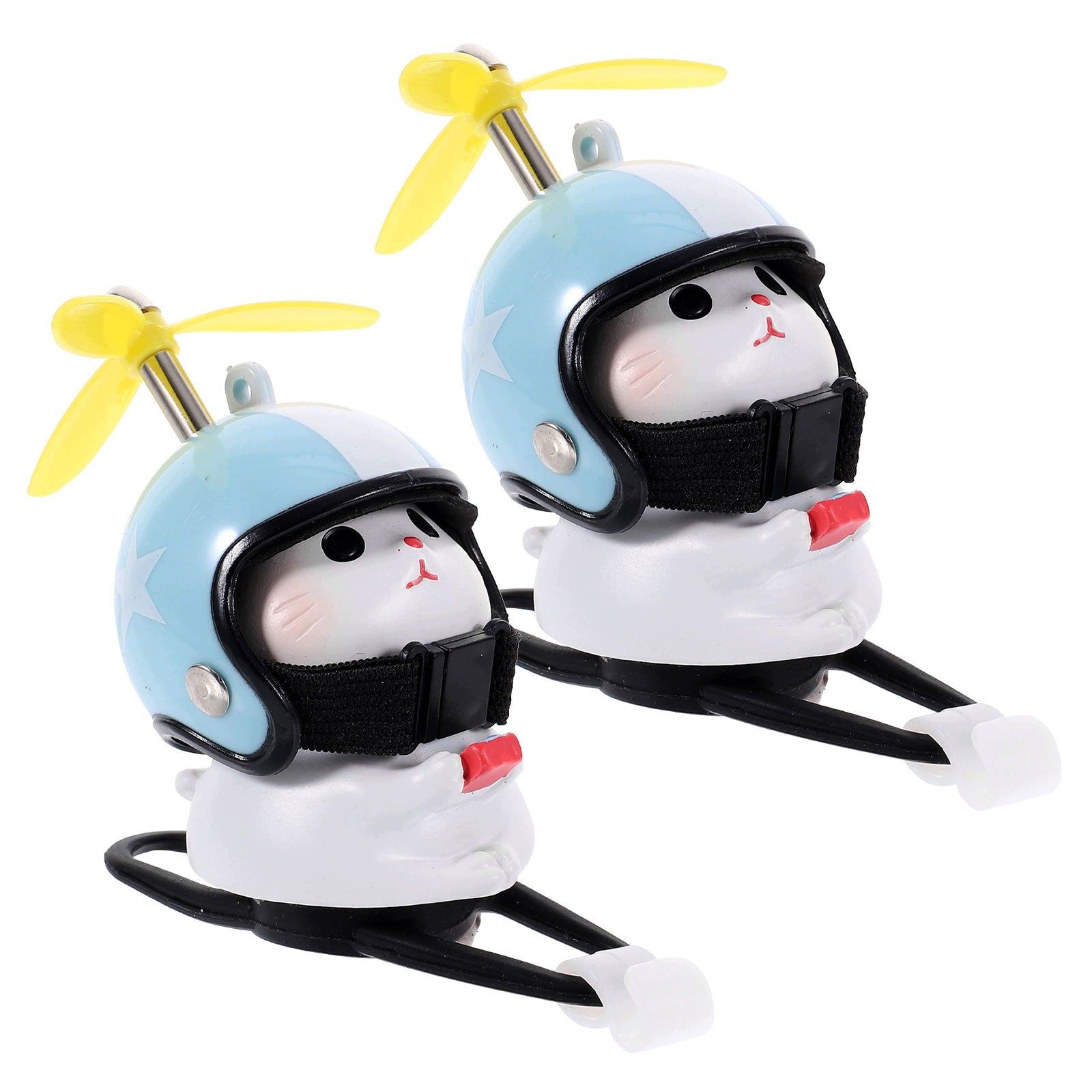 2Pcs Resin Cat Toy with Propeller Helmet for Bike Accessories Manufacturer no brand