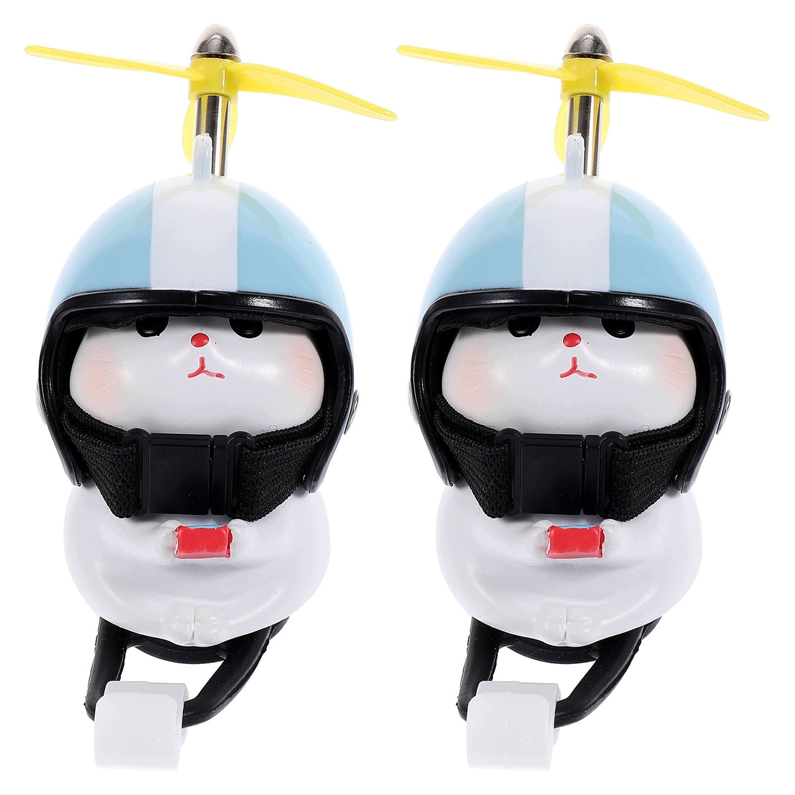 2Pcs Resin Cat Toy with Propeller Helmet for Bike Accessories