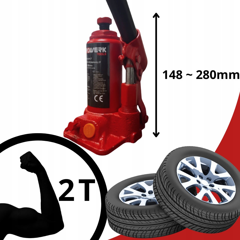 2T 2000KG 148-280MM HYDRAULIC BOTTLE BOLLARD CAR LIFT Maximum lifting height 280 mm