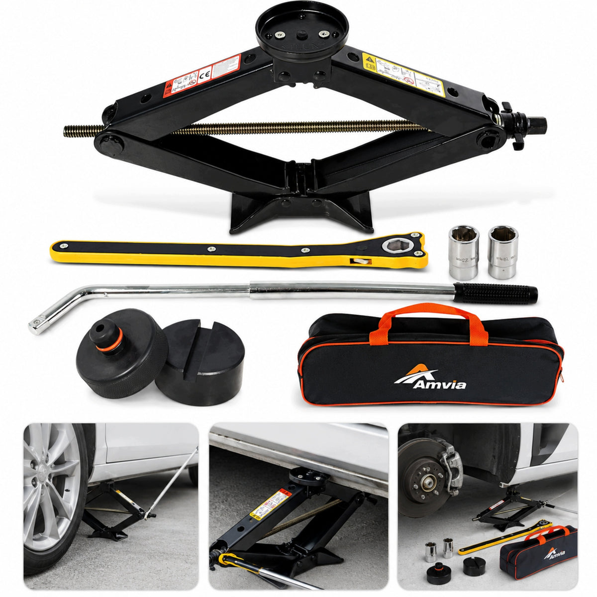 2T Car Scissor Lift For SUV Set With Tesla Lever Pad