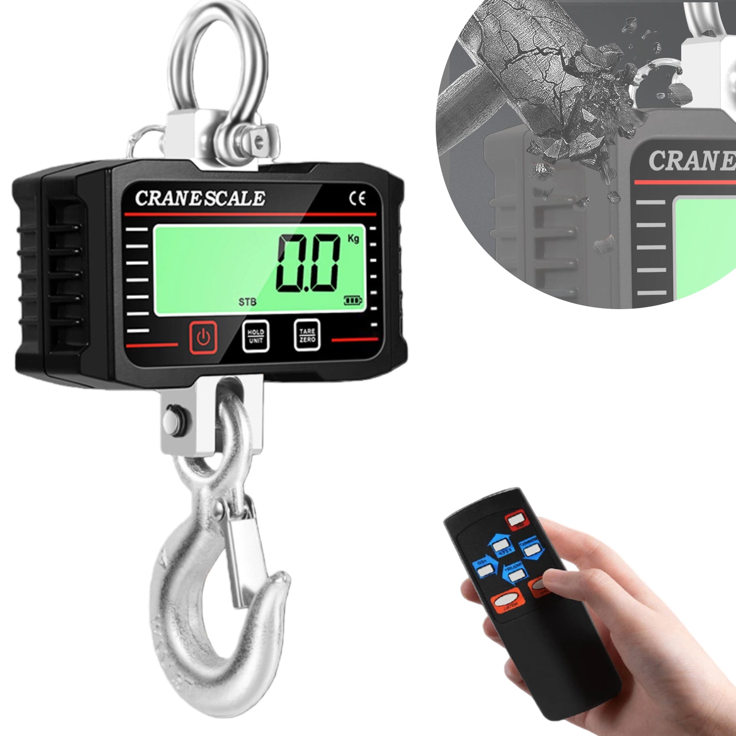 2T ELECTRONIC HANGING STORAGE HOOK SCALE WITH REMOTE CONTROL