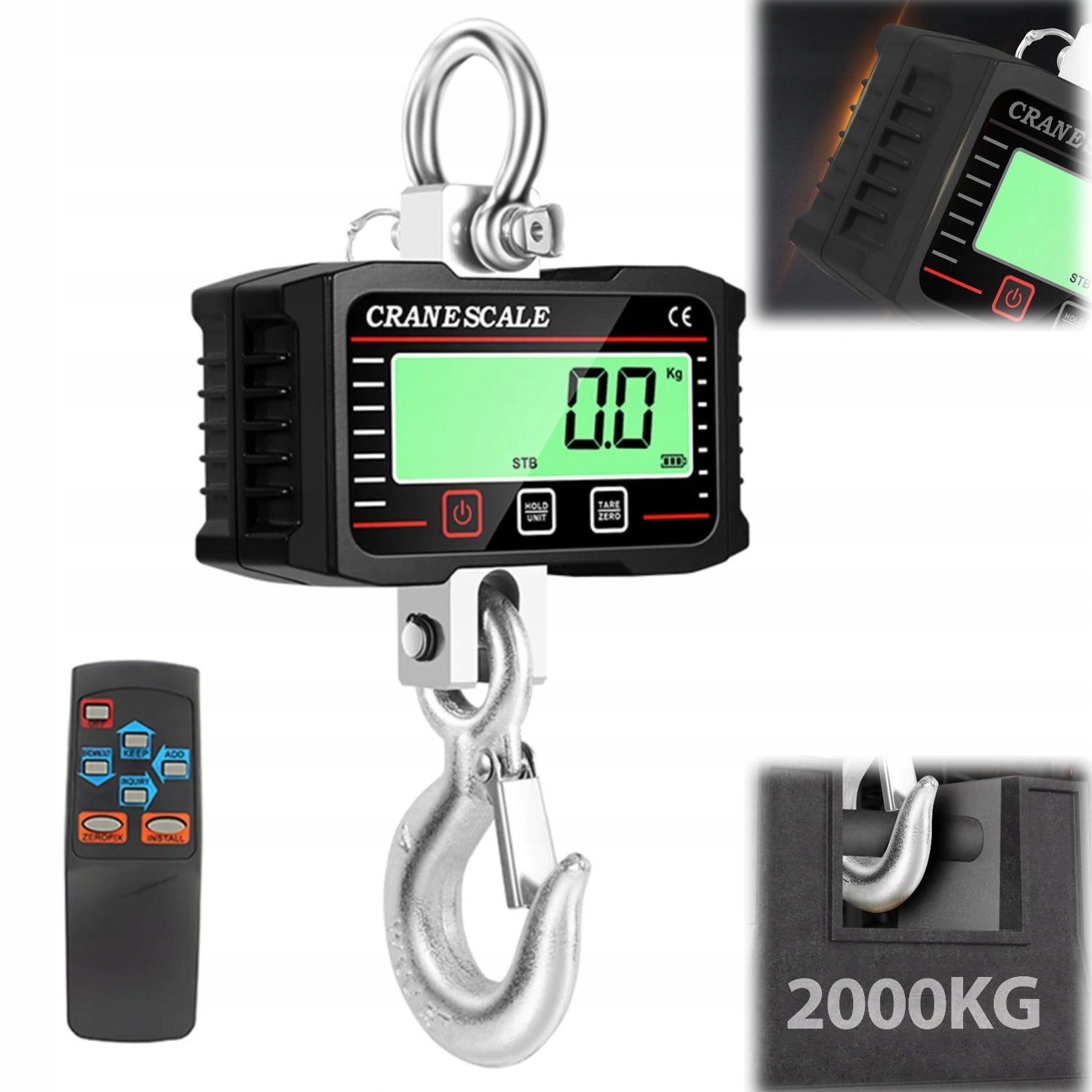 2T HOOK SCALE SUSPENDED INDUSTRIAL LCD with Remote Control