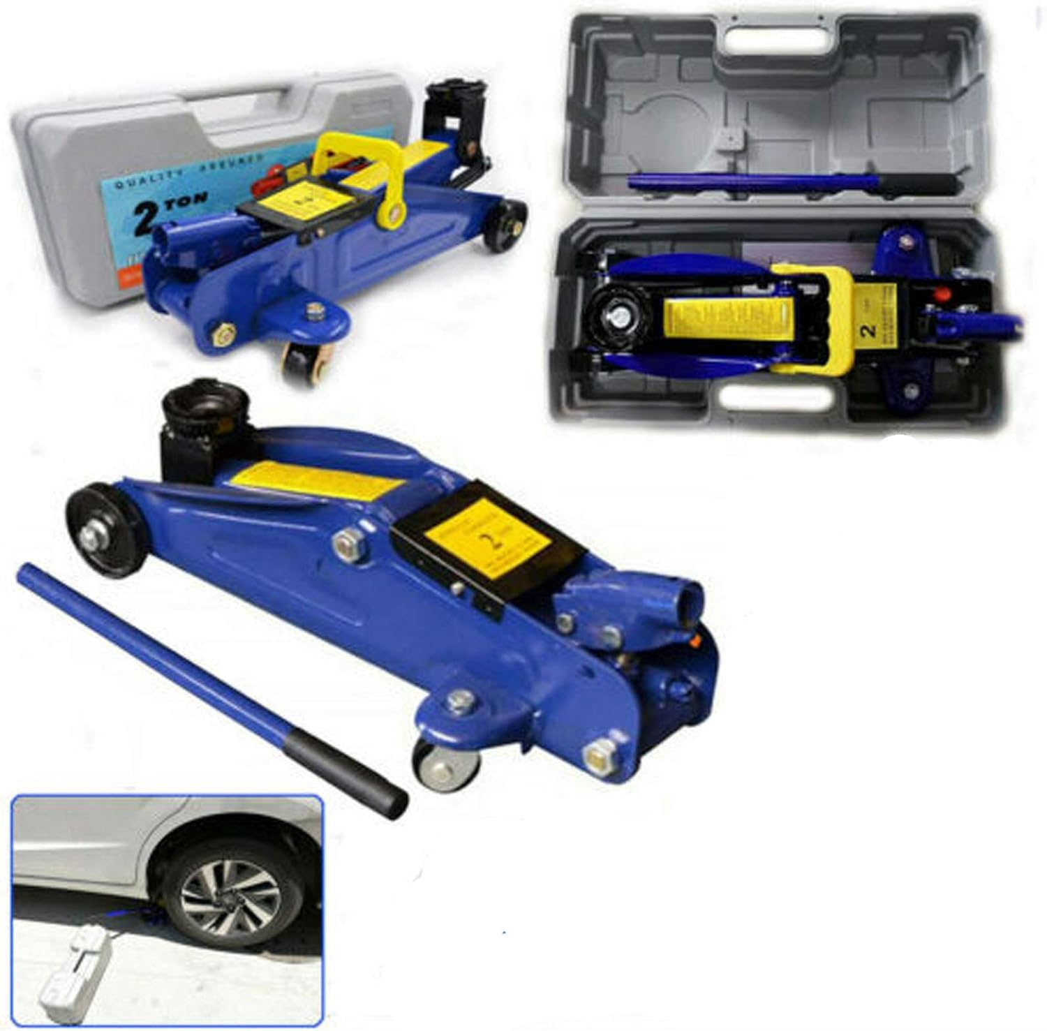 2T Hydraulic Floor Jack Trolley Jack with Case Garage Lifting 135-320mm
