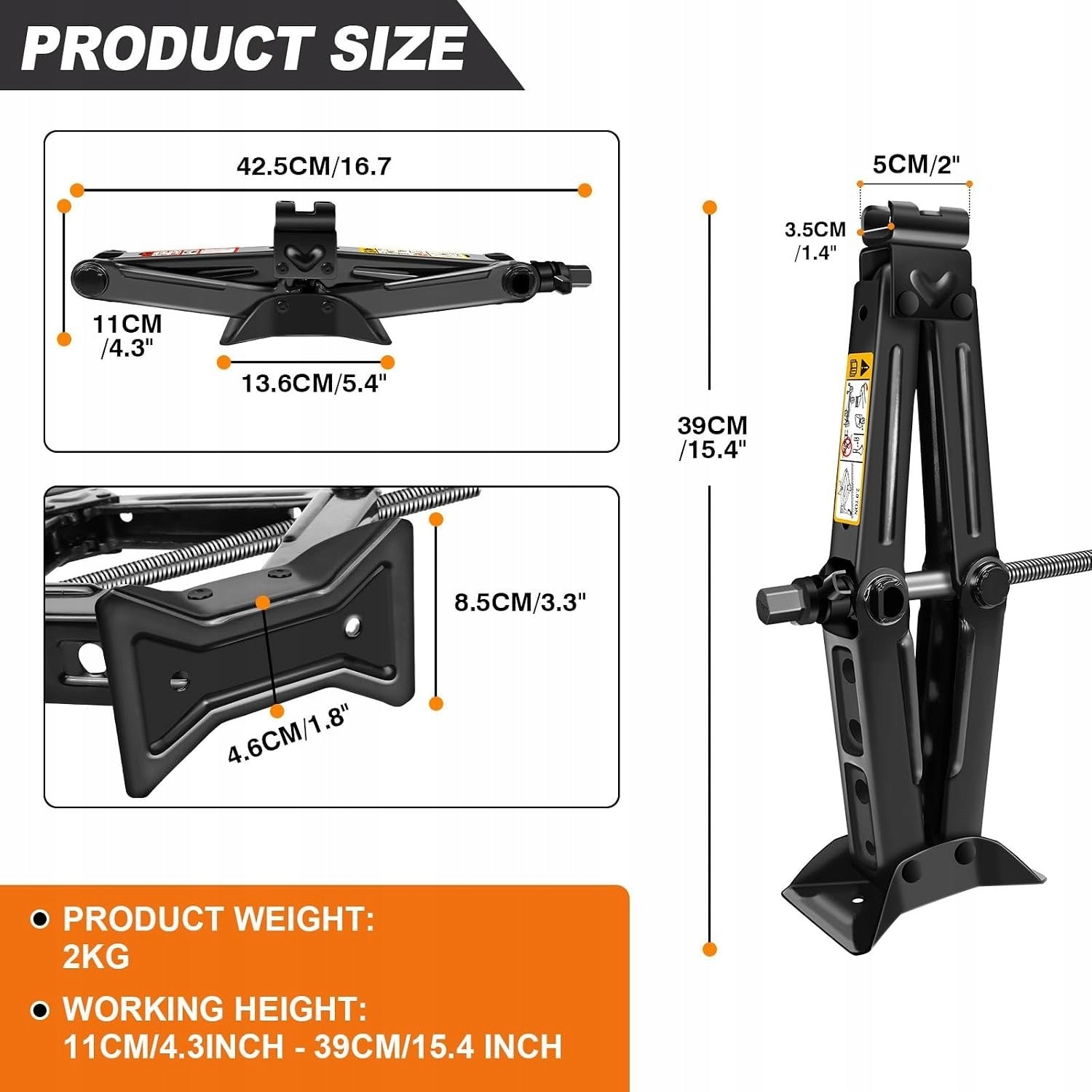 2T Scissor Jack Car Jack with Larbor Saving Ratchet Wrench Easy to Lift Low Manufacturer code SCISSORJACK-Y yifan
