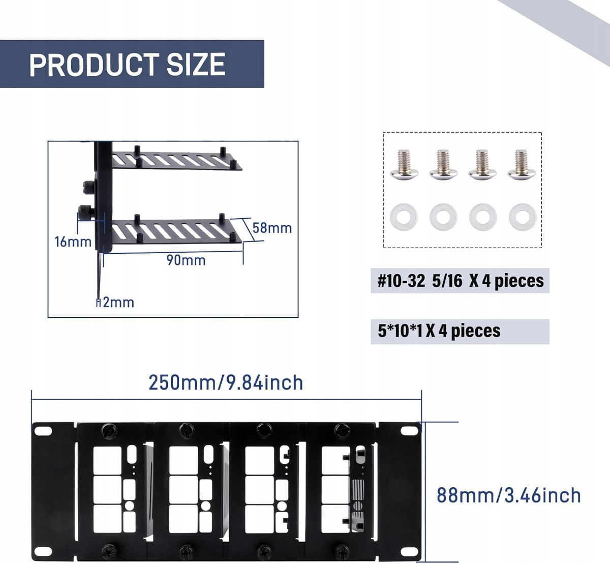 2U 10 INCH STAND HOLDER FOR 4 RASPBERRY PI 5/4B/3B+ RACK Manufacturer no brand