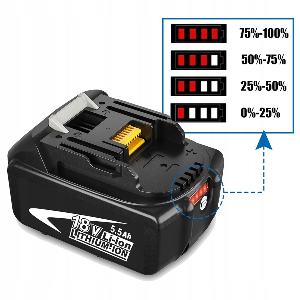 2X 18V LI-ION 5.5AH BATTERY FOR MOCK-UP BL1850B BL1860B POWER TOOLS Voltage (V) 18 V