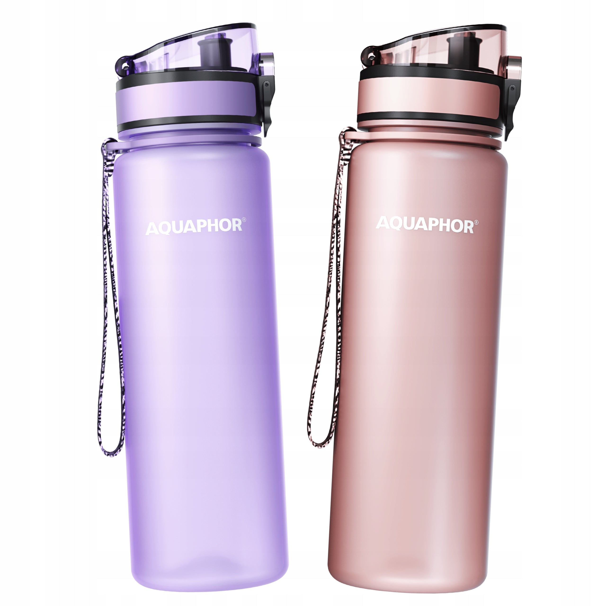 2X 2x Filter bottle with cartridge Aquaphor City 0,5L, Lavender + Pink