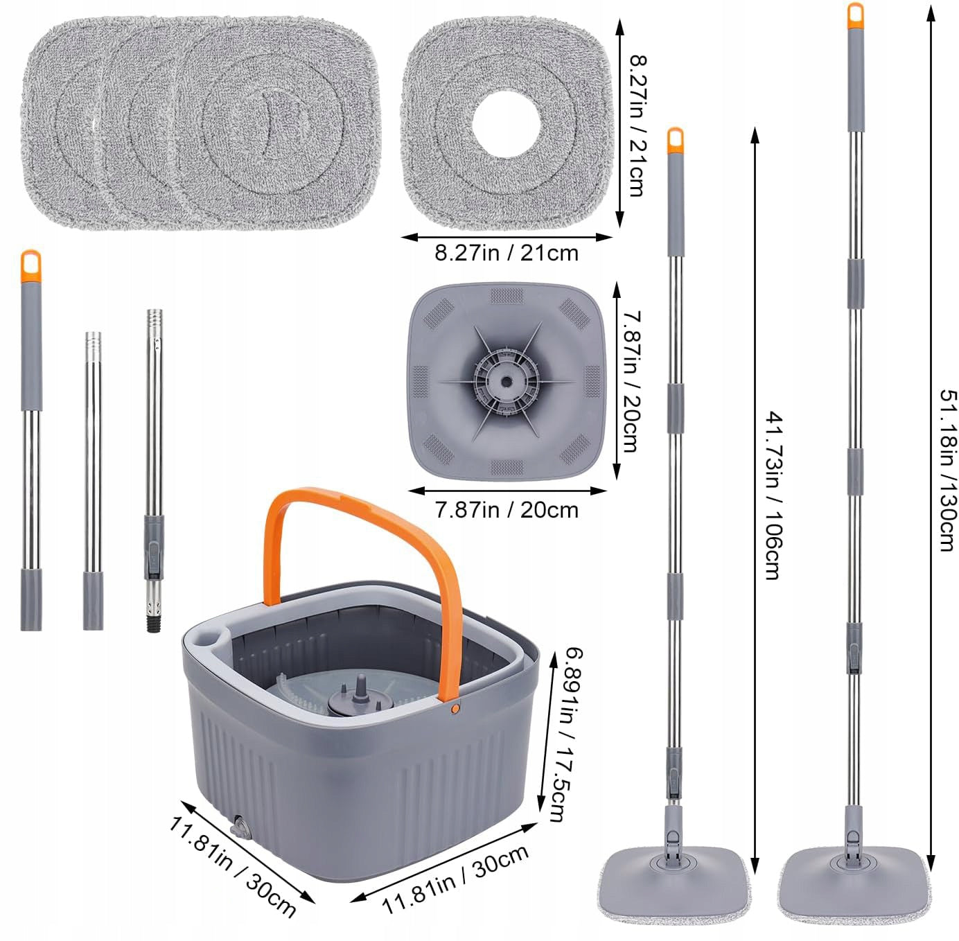 2X 360 DEGREE CLEANING MOP SET WITH BUCKET AND 4 MICROFIBER CARTRIDGES Brand no brand
