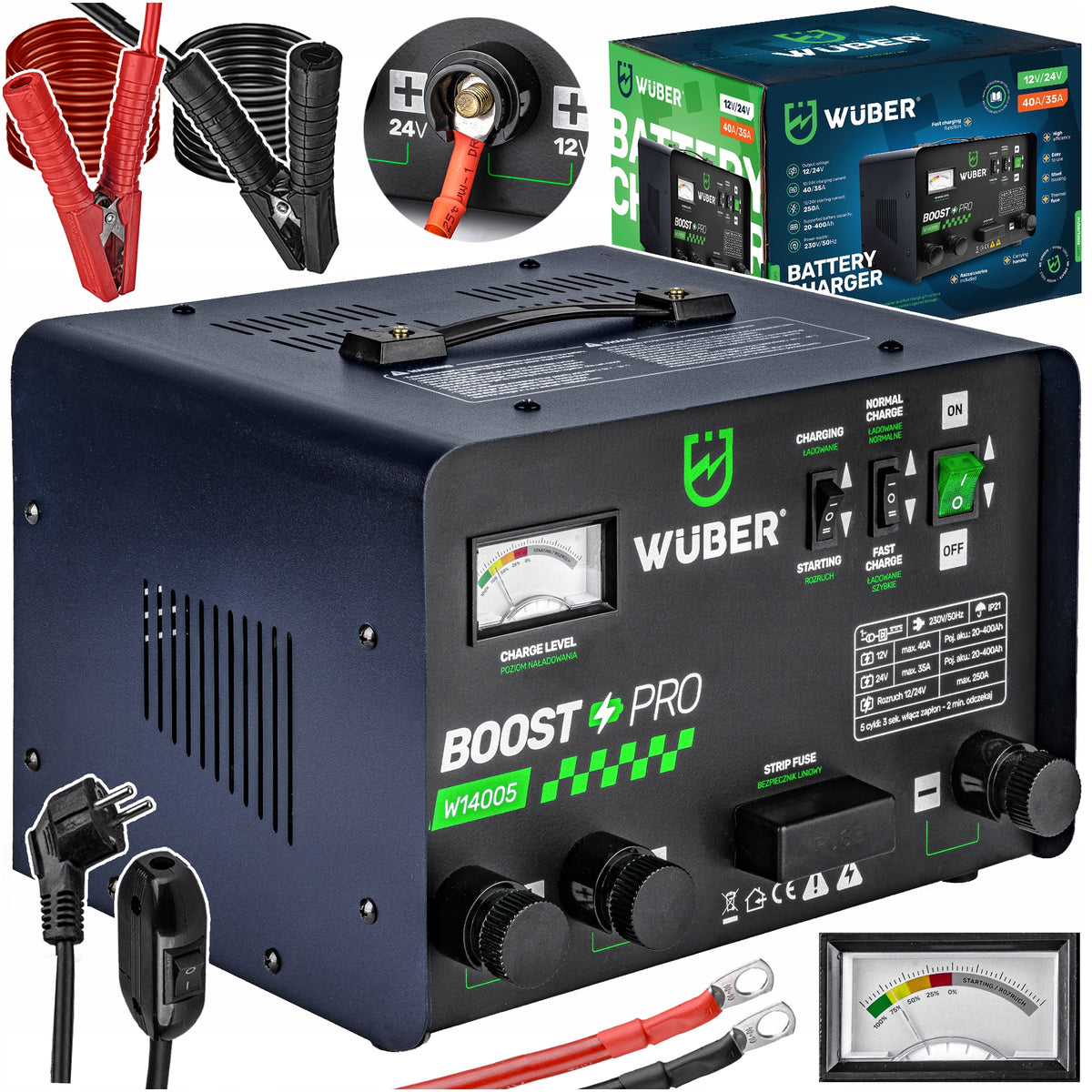 2X 40A BATTERY RECTIFIER WITH START-UP 20-400AH CAR 12V/24V WU