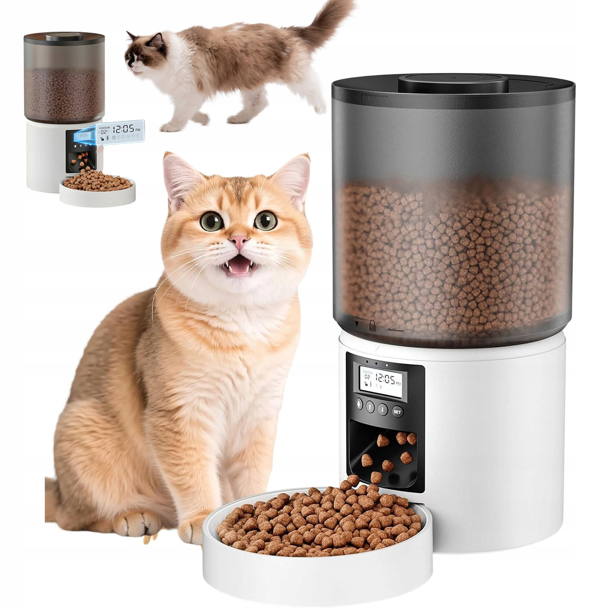 2X 4L AUTOMATIC FEEDER FOR SMALL AND MEDIUM-SIZED CATS AND DOGS LCD