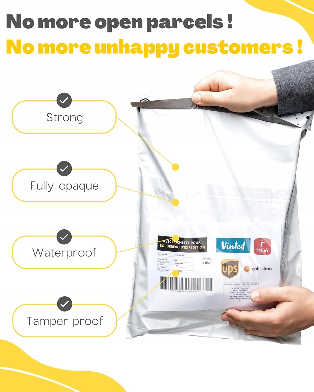 2X 60 SHIPPING BAGS WITH LABEL POCKET, WATERPROOF, M/L/XL 3 RO Format other