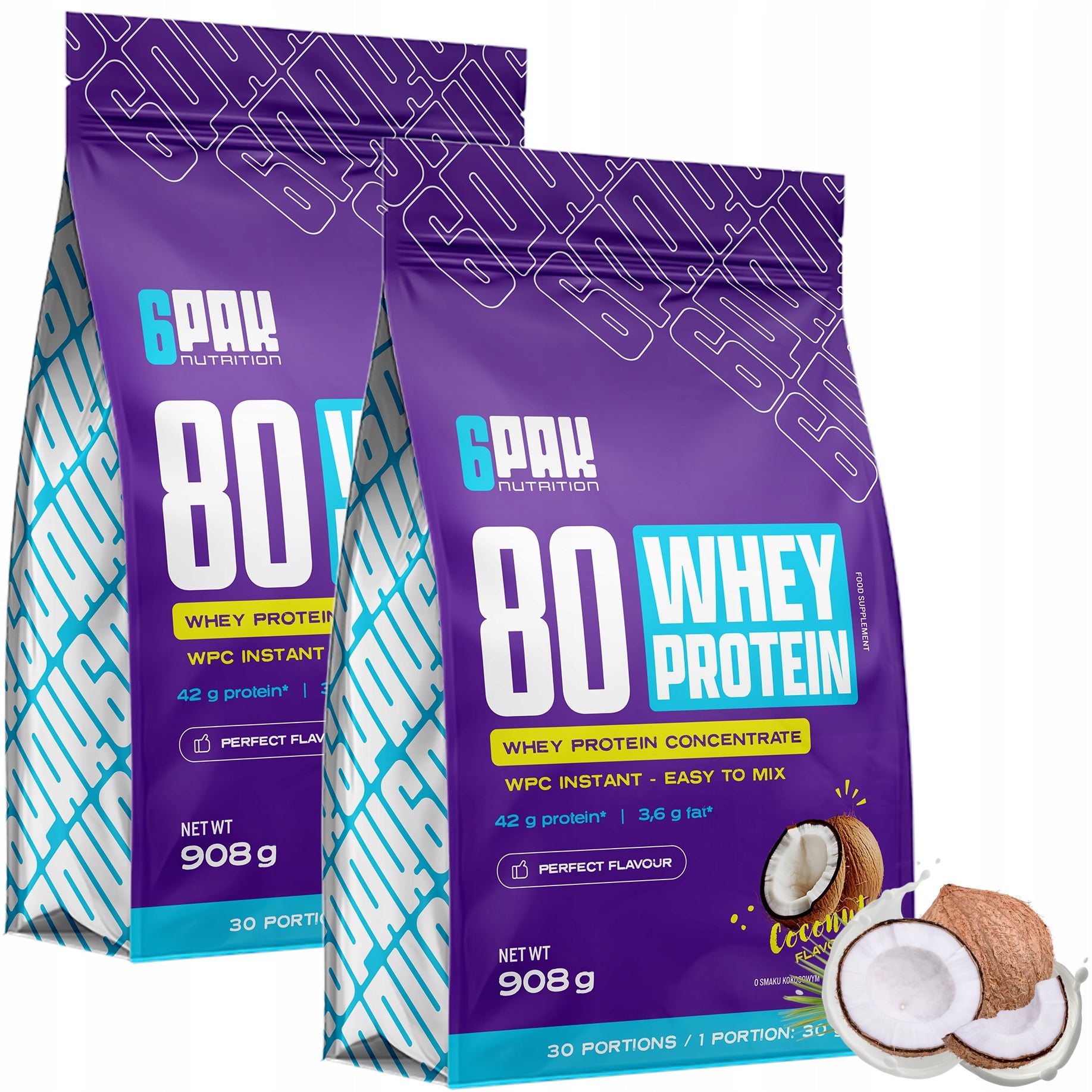 2X 6PACK WPC 80 908 G WHEY PROTEIN SUPPLEMENT