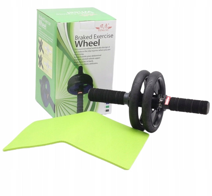 2X ABDOMINAL MUSCLE EXERCISE WHEEL ROLLER ABDOMINAL MUSCLES MAT