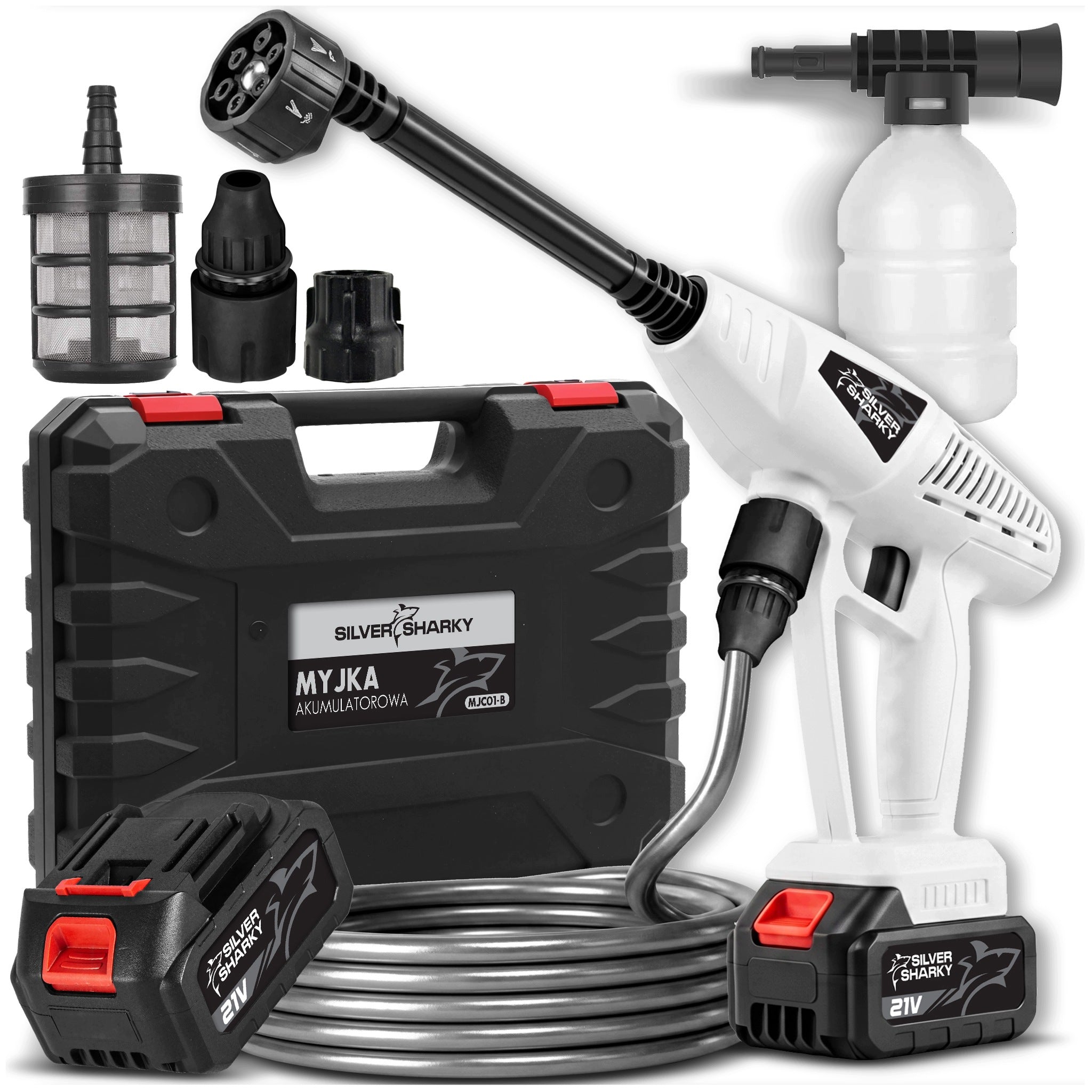 2X AKU 21V MULTI NOZZLE CORDLESS PRESSURE WASHER SET