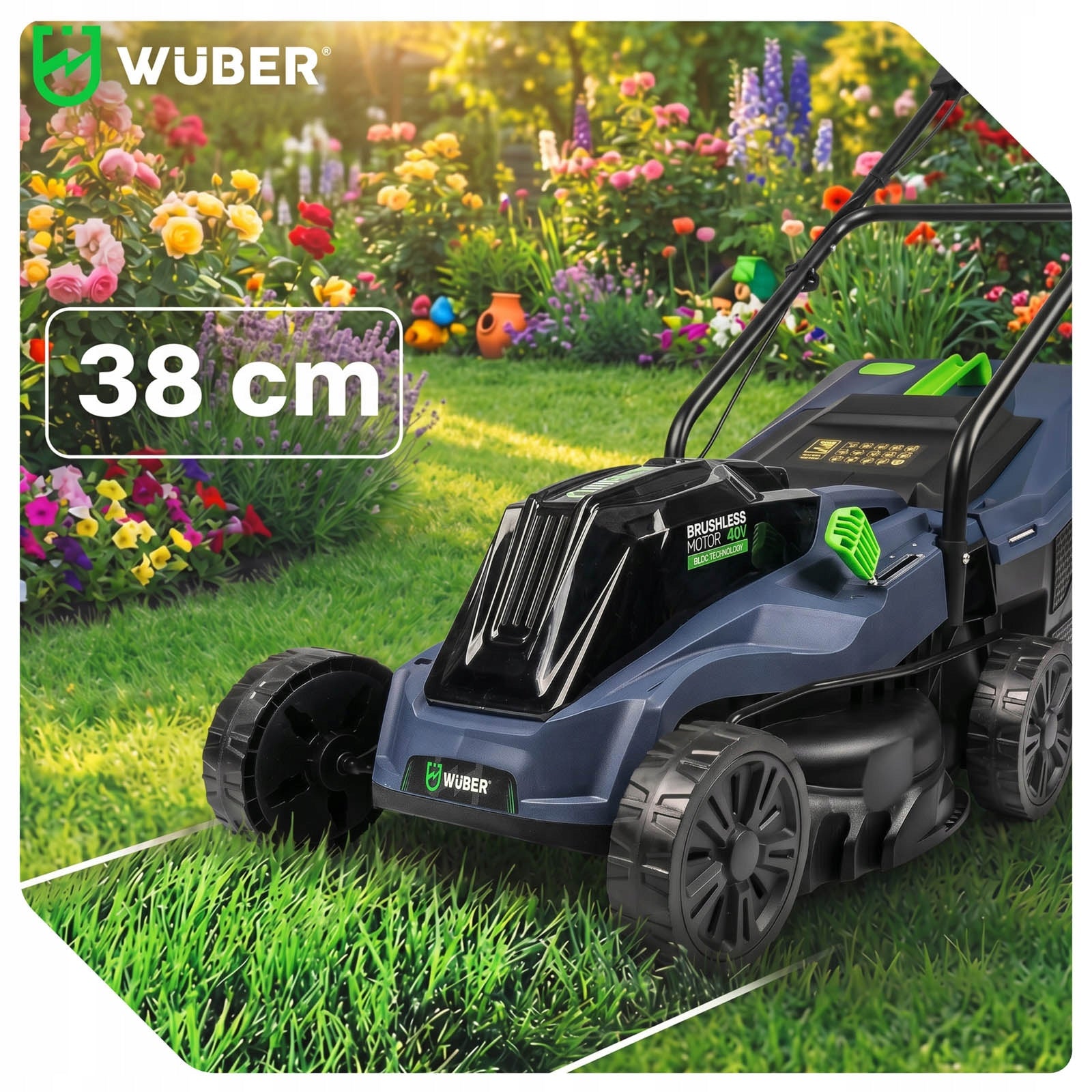 2X AKU 6 AH CORDLESS BRUSHLESS LAWN MOWER SOLID WUBER Model W04802 KOSIARKA AKUMULATOROWA DO TRAWY WUBER