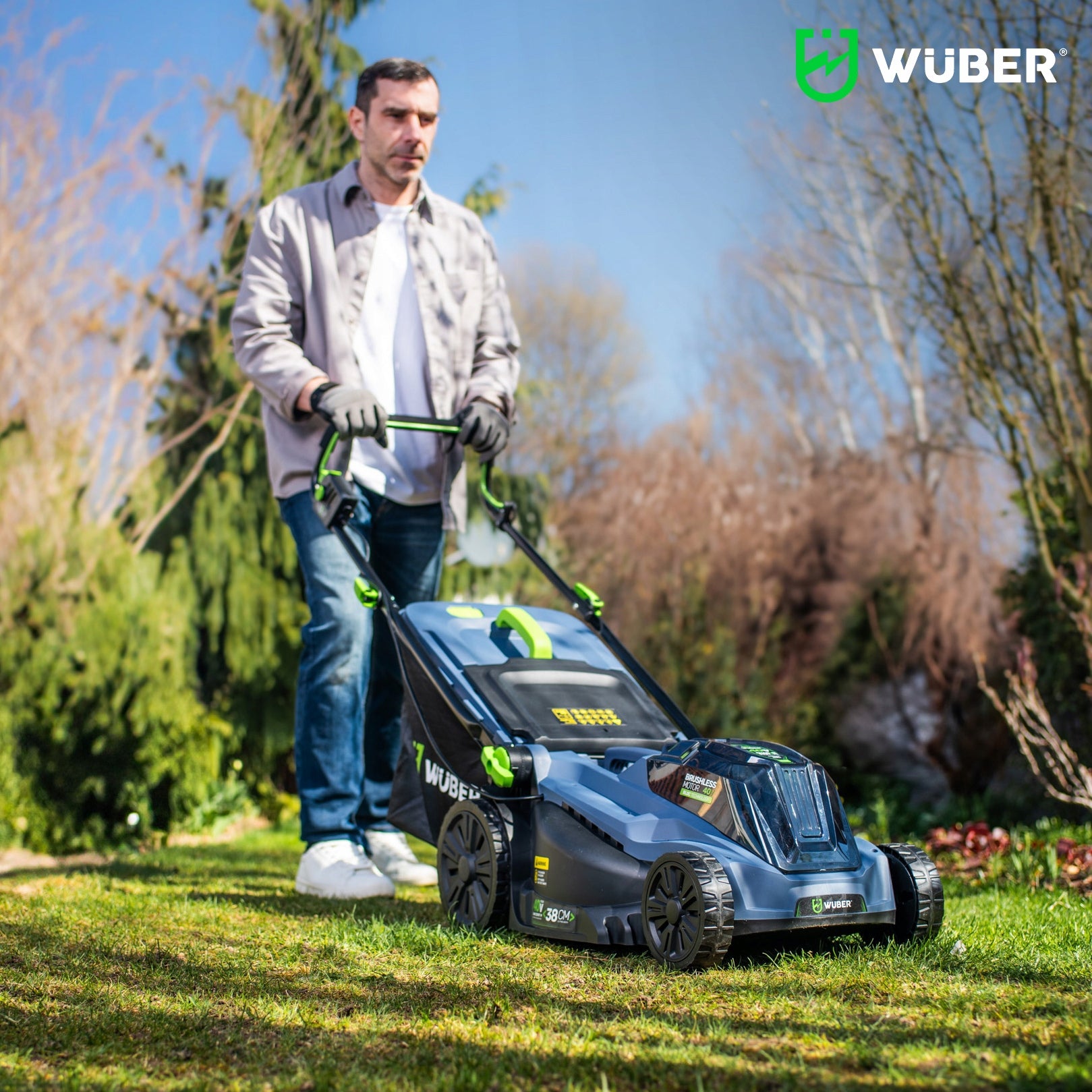 2X AKU 6 AH CORDLESS BRUSHLESS LAWN MOWER SOLID WUBER Packaging status original