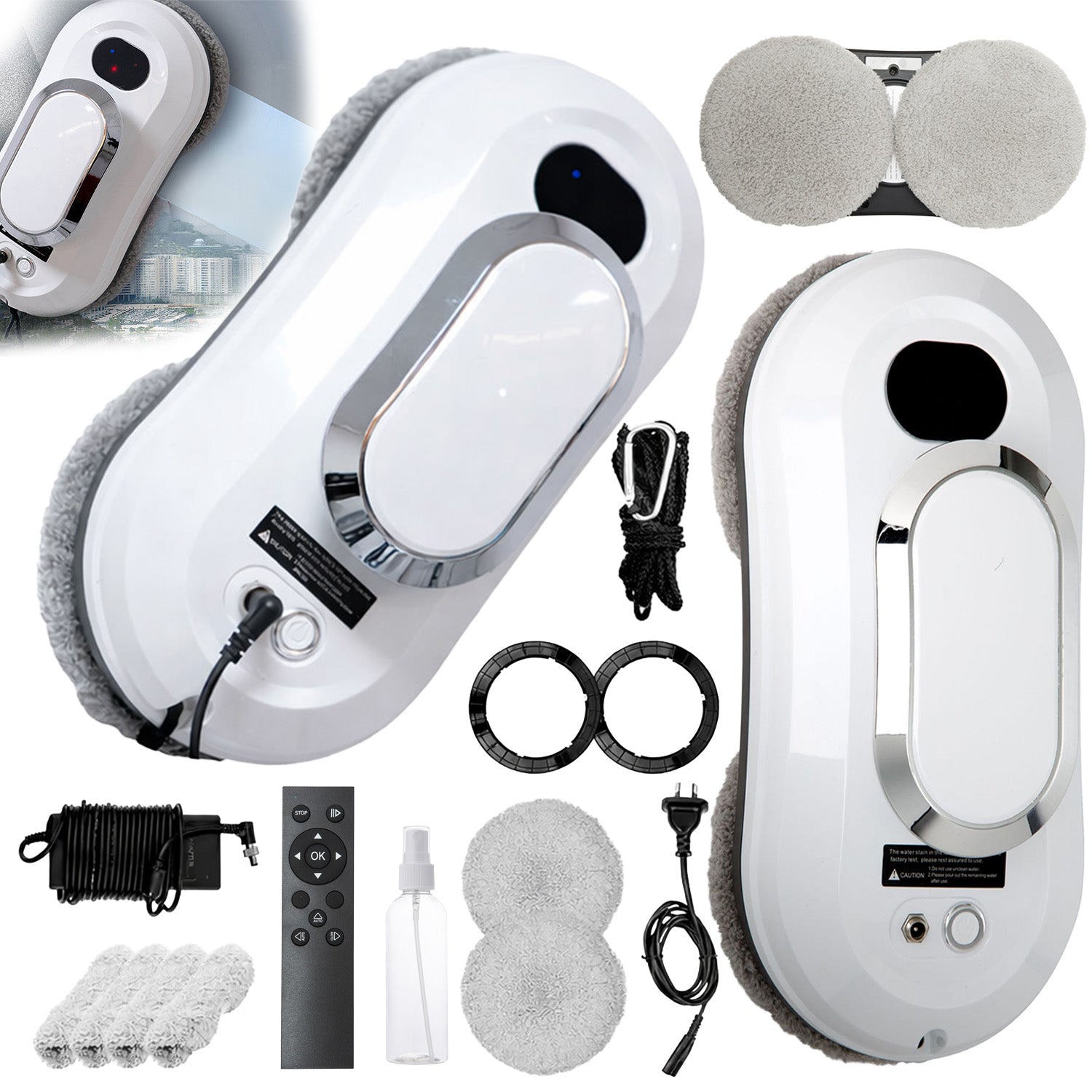 2X AUTOMATIC INTELLIGENT MIRROR WINDOW CLEANING ROBOT KIT WITH REMOTE CONTROL