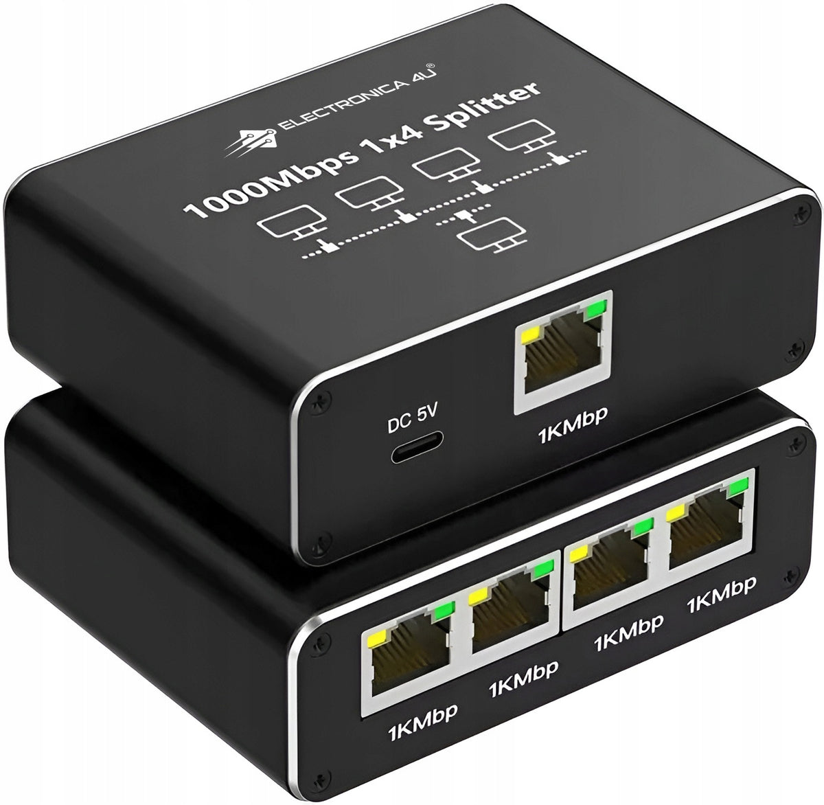 2X Adapter Splitter Mini Switch Splitter LAN Ethernet RJ45 4xRJ45 1000M Manufacturer ELECTRONICA 4U