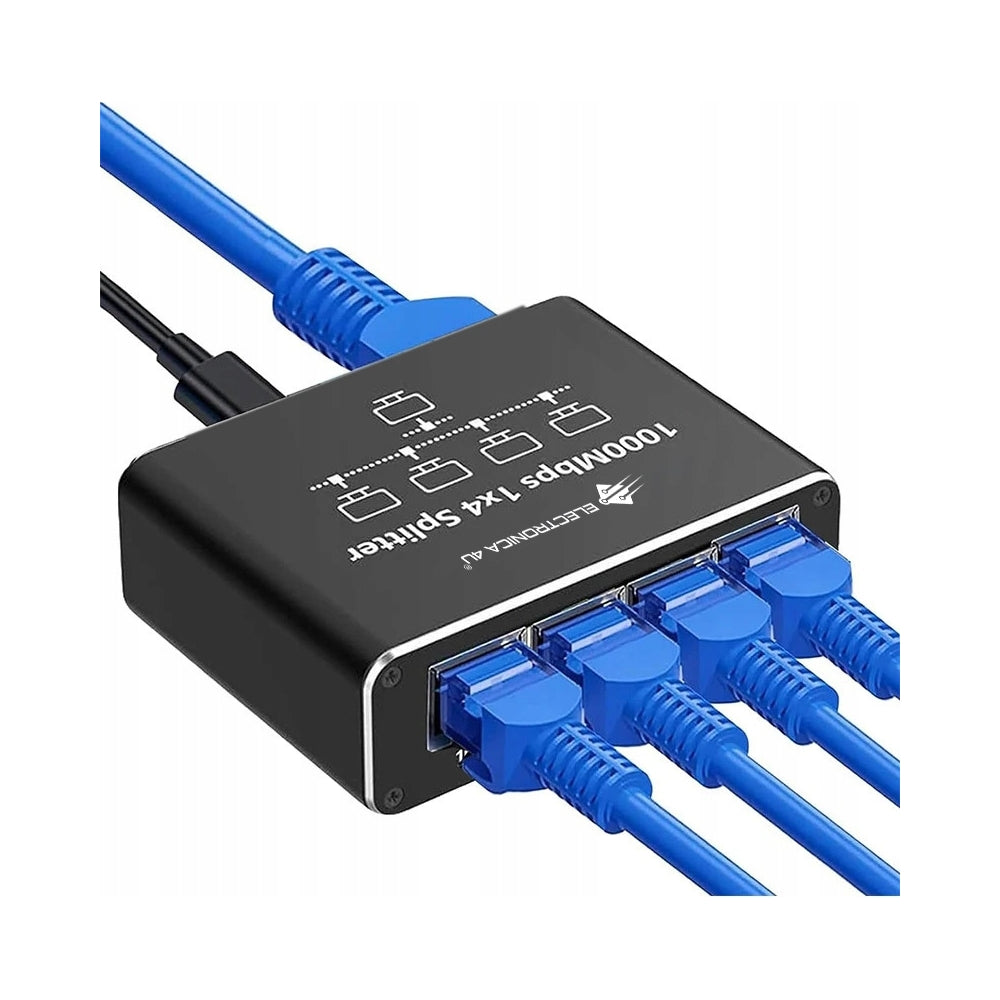 2X Adapter Splitter Mini Switch Splitter LAN Ethernet RJ45 4xRJ45 1000M