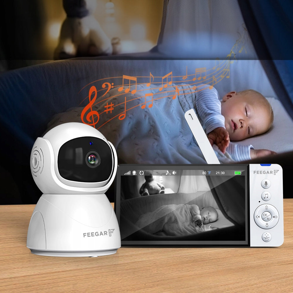 2X BABY MONITOR Feegar LCD ROTARY CAMERA 5'' 5000mAh ZOOM Recording Brand Feegar