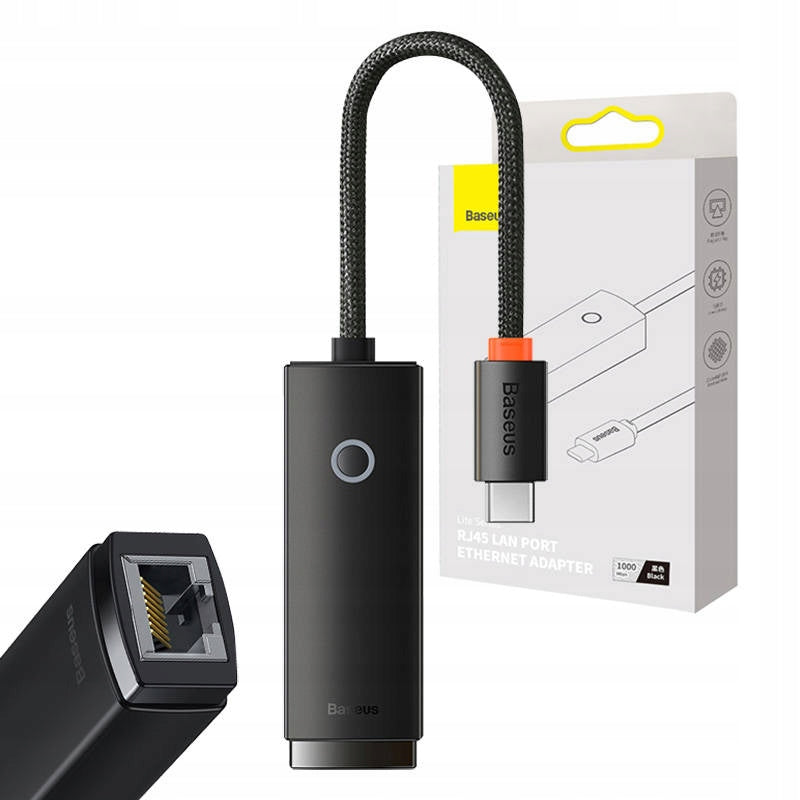 2X BASEUS EXTERNAL NETWORK ADAPTER USB-C TYPE C TO RJ-45 LAN 1Gbps
