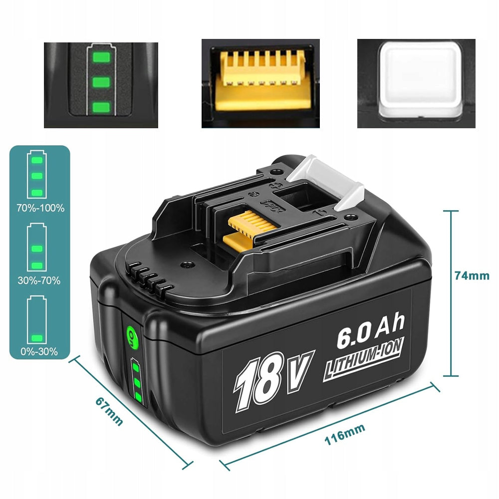 2X BATTERY FOR MAKITA 14.4-18V 6AH + DC18RD DUAL CHARGER Battery type Li-Ion
