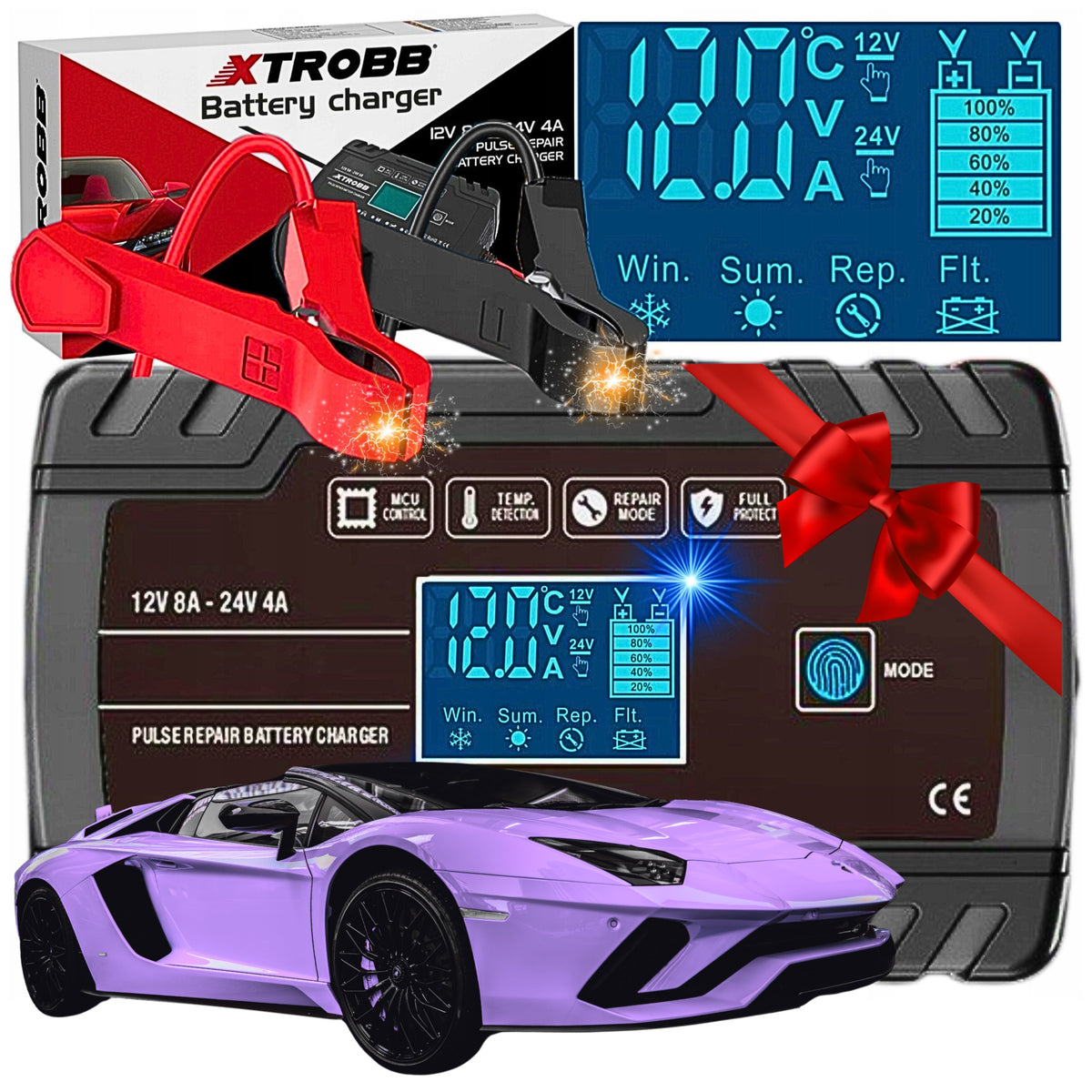 2X BATTERY RECTIFIER CAR REPAIR FUNCTION AUTOMATIC 12V 8