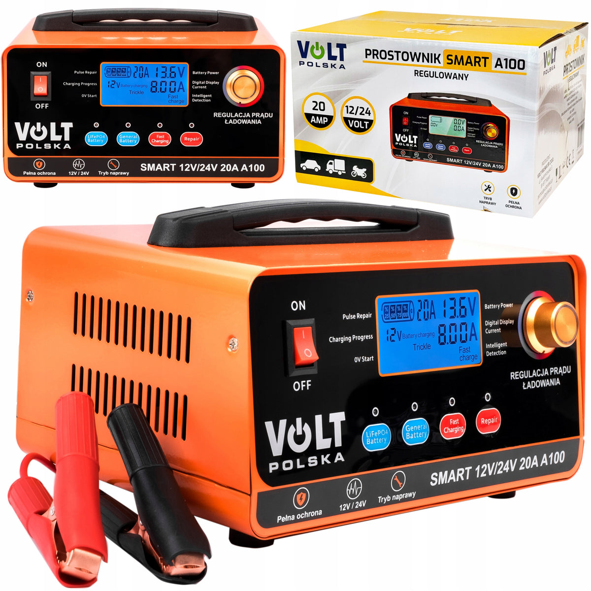 2X BATTERY RECTIFIER SMART A100 CHARGER 12V/24V 20A