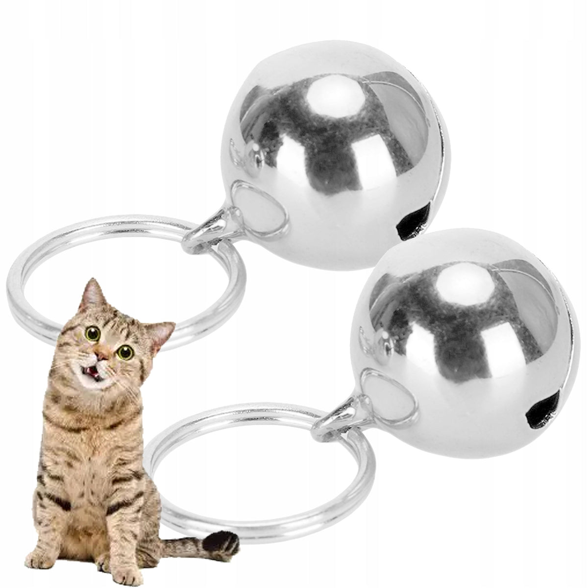 2X BELL LOCATOR FOR COLLAR BELL METAL SILVER FOR DOG CAT